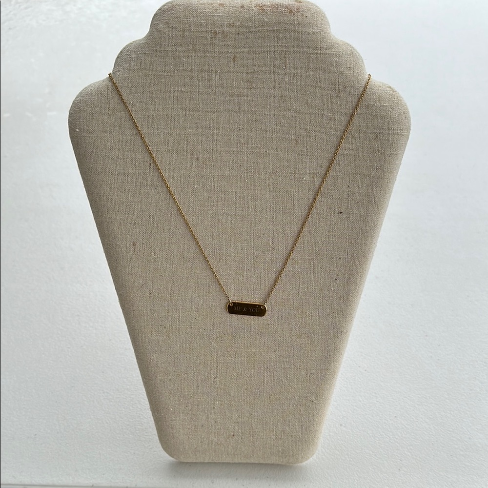 Stella and Dot Gold Engraved Bar Necklace